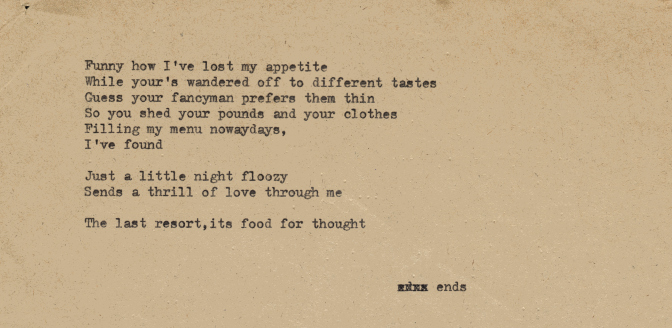 Night Muesli Original Typed Last Verse